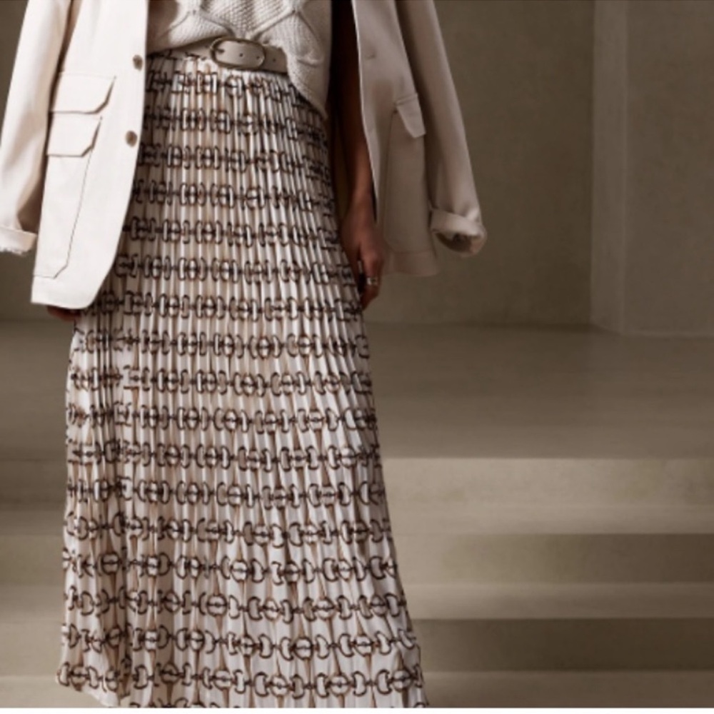 Banana Republic Cream and Brown Maxi Skirt